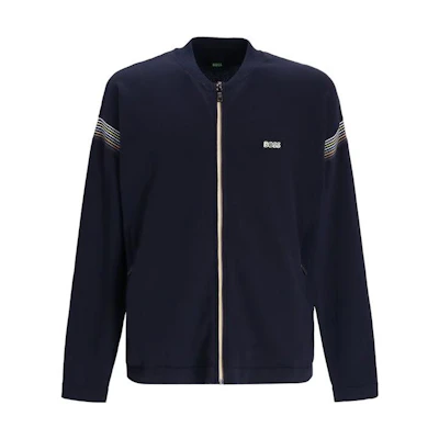 HUGO BOSS FW22 Logo Patch Striped Trim Jacket - Navy Blue 50471796-402