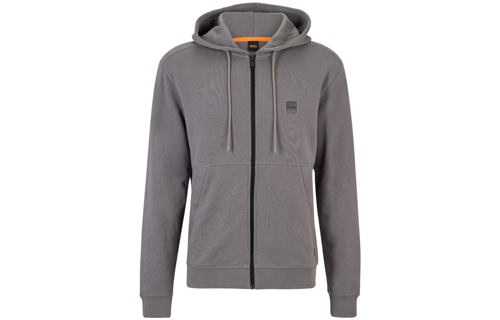 HUGO BOSS FW22 Logo Patch Zip-Up Sweatshirt Gray 50477003-029