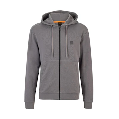HUGO BOSS FW22 Logo Patch Zip-Up Sweatshirt Gray 50477003-029
