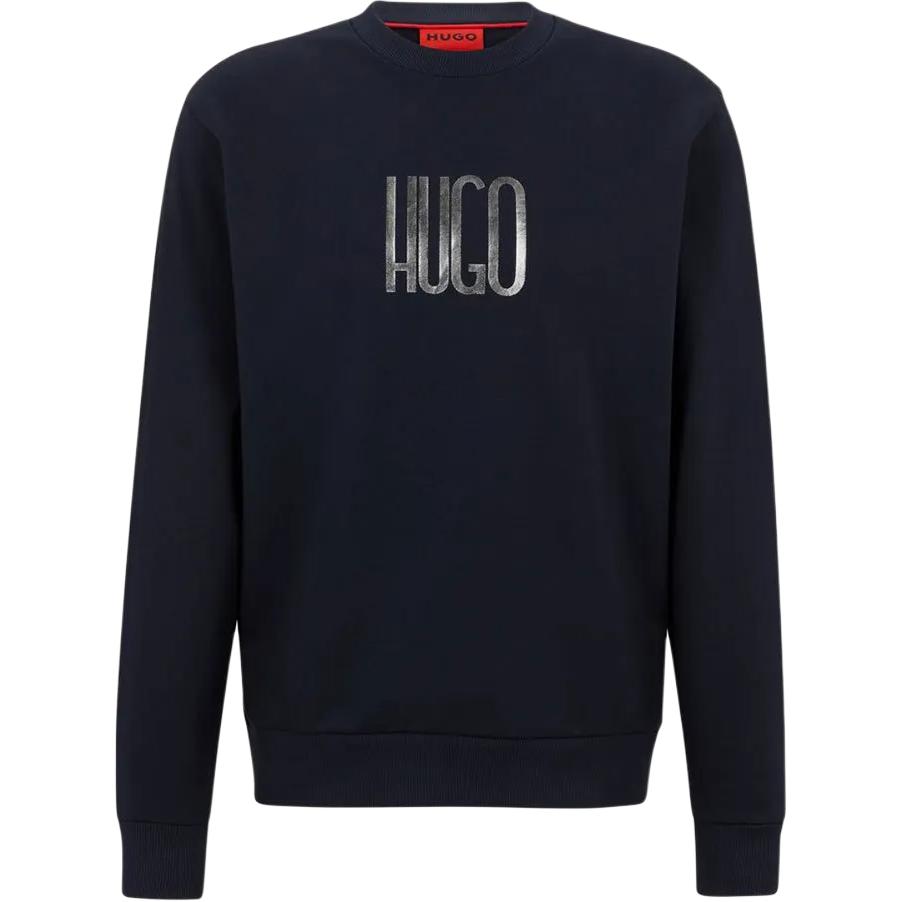 HUGO BOSS FW22 Logo Print Crewneck Pullover Sweatshirt Men’s Navy Blue 50493784-405