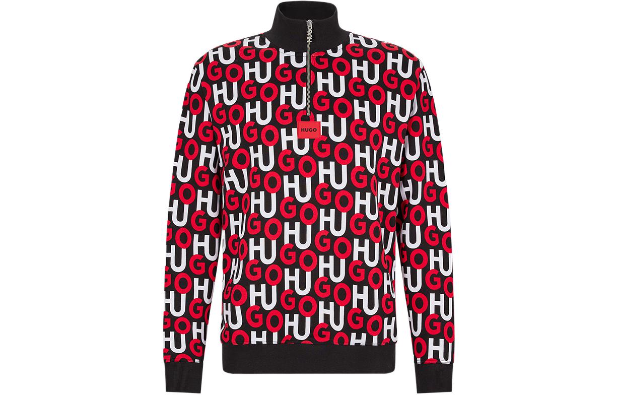 HUGO BOSS FW22 Logo Print Half-Zip Long Sleeve Sweatshirt Multicolor Men 50477032-961