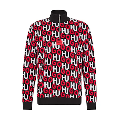 HUGO BOSS FW22 Logo Print Half-Zip Long Sleeve Sweatshirt Multicolor Men 50477032-961