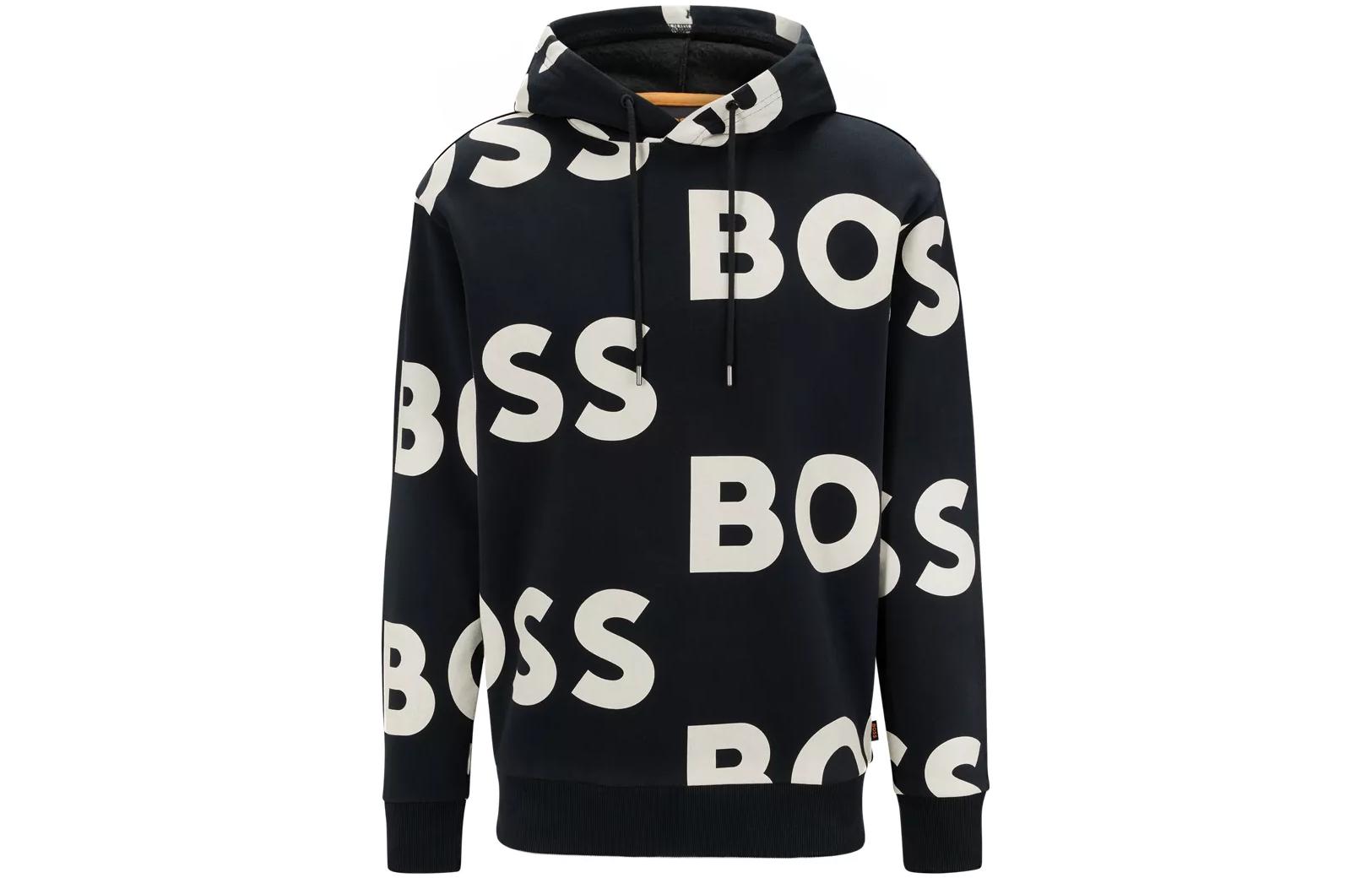 HUGO BOSS FW22 Logo Print Pullover Hoodie Black ( Edition) 50479021-001