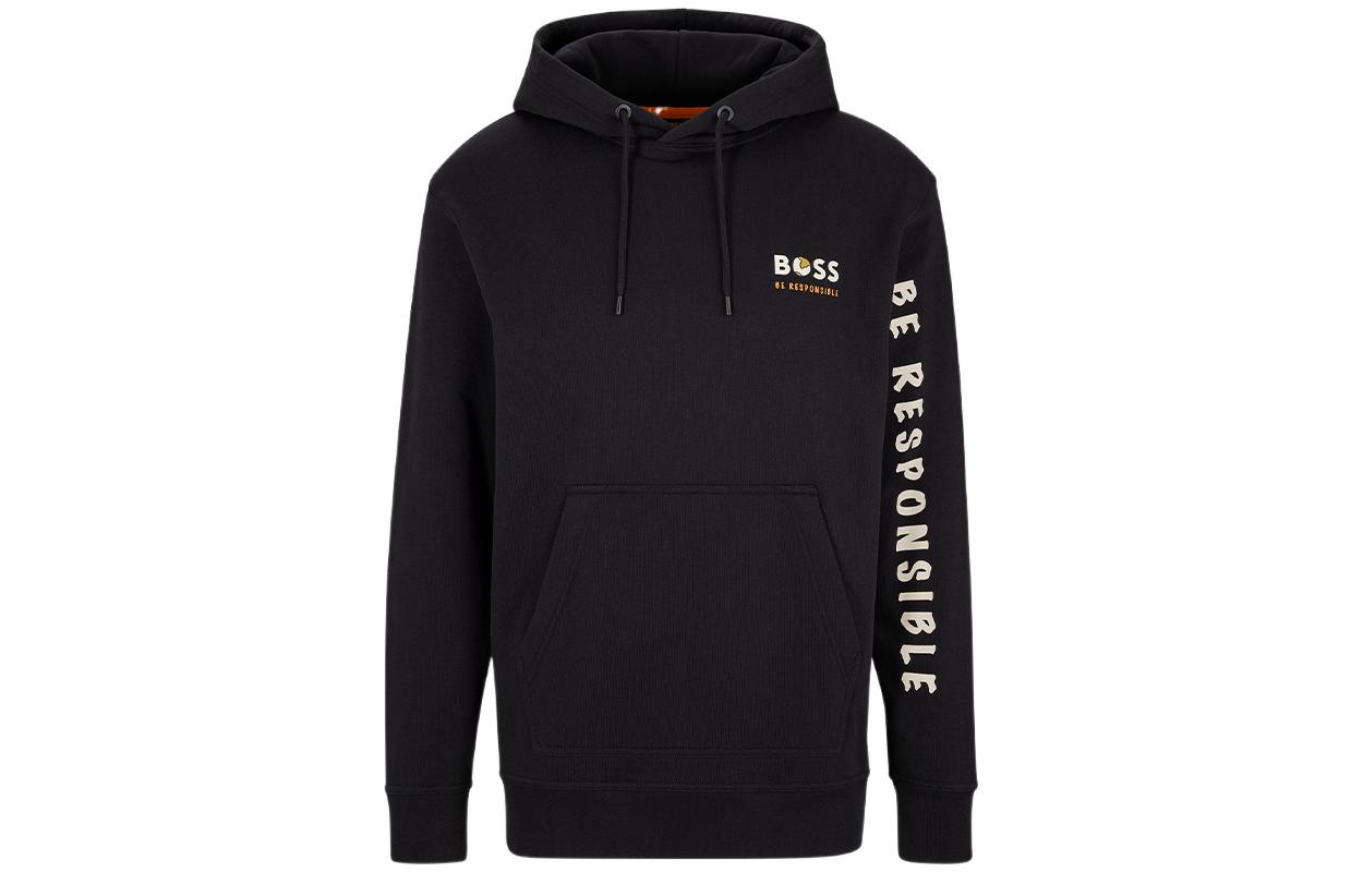 HUGO BOSS FW22 Logo Print Pullover Hoodie Black Men’s 50477062-001