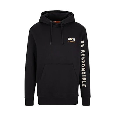 HUGO BOSS FW22 Logo Print Pullover Hoodie Black Men’s 50477062-001