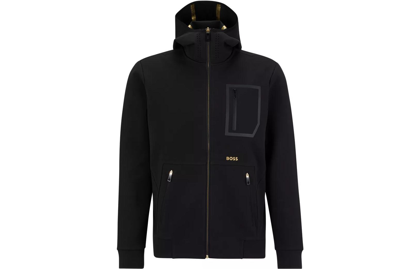 HUGO BOSS FW22 Logo Print Pullover Hoodie Jacket Men’s Black 50476928-001