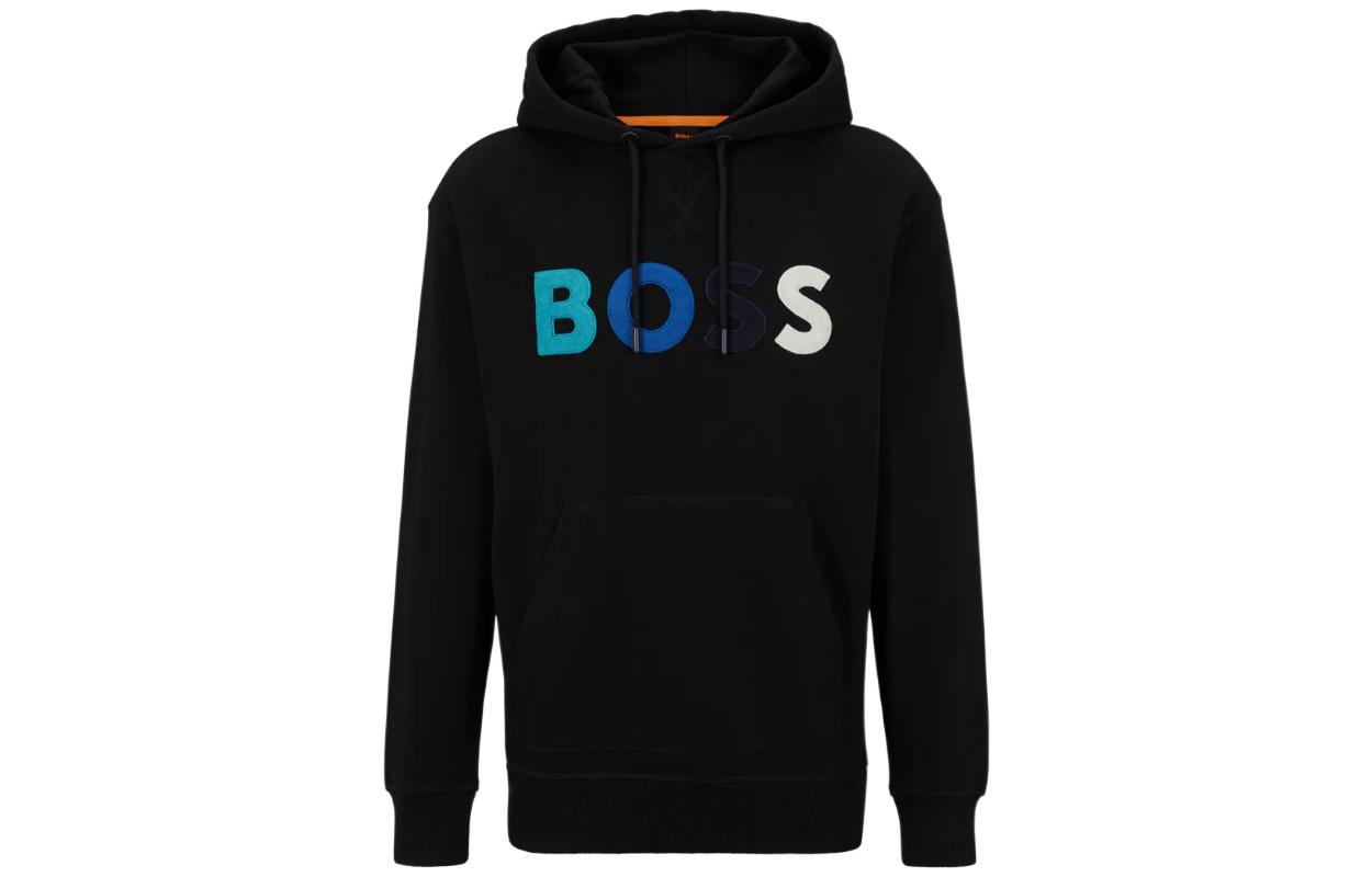 HUGO BOSS FW22 Logo Print Pullover Hoodie Men’s Black 50477047-001