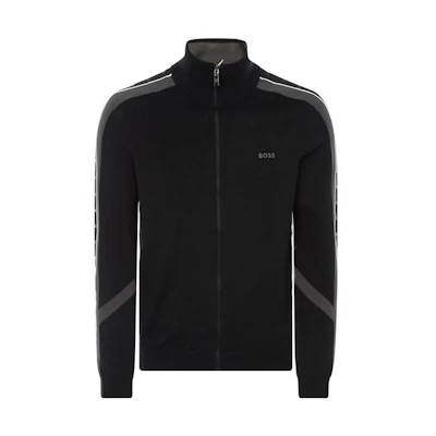 HUGO BOSS FW22 Logo Print Stand Collar Zip Jacket Men’s Black 50475202-001