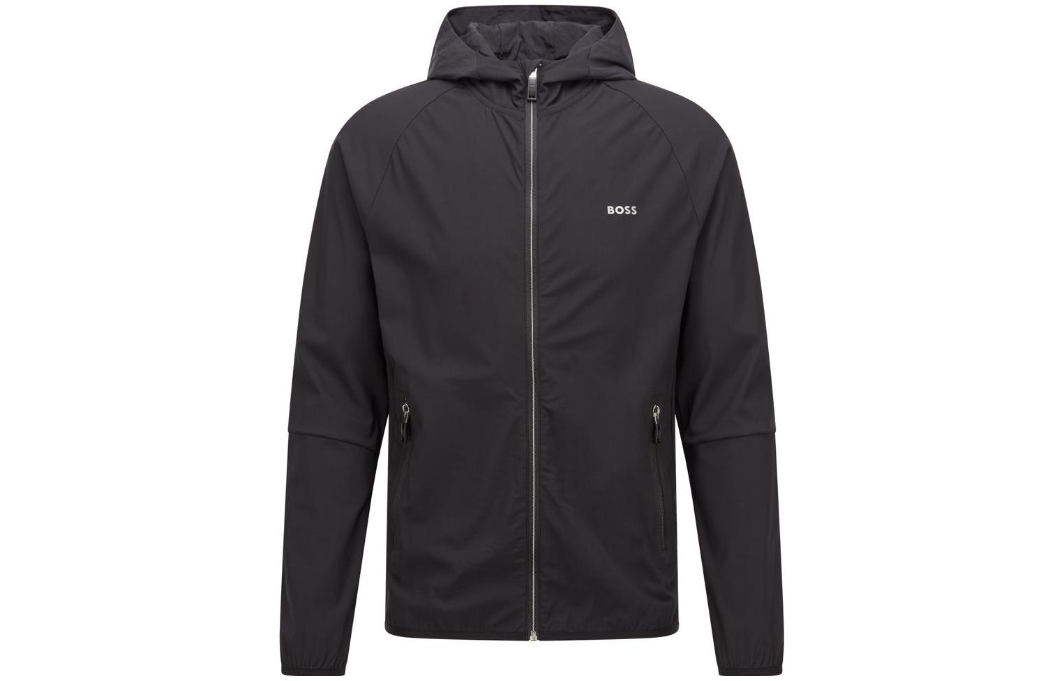 HUGO BOSS FW22 Logo Print Zip-Up Hooded Jacket 50472051-001