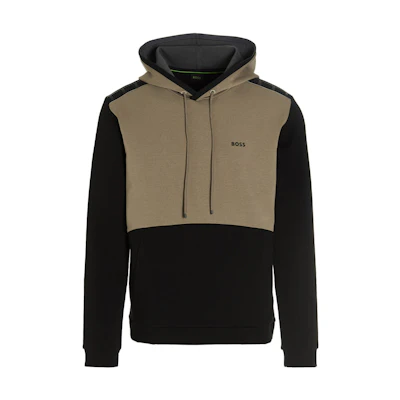 HUGO BOSS FW22 Logo Printed Colorblock Pullover Sweatshirt Men Black 50477036-001