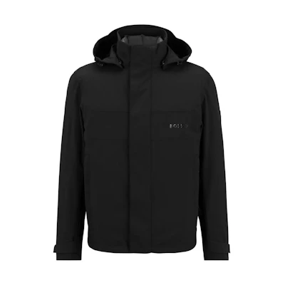 HUGO BOSS FW22 Logo Printed Solid Color Hoodie Jacket - Black 50485096-001