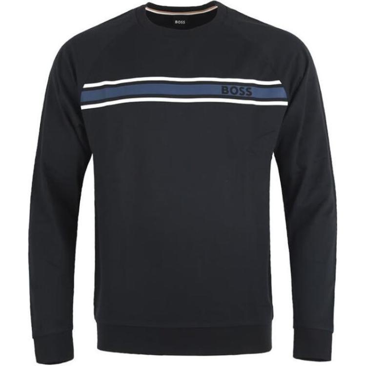 HUGO BOSS FW22 Logo Stripe Print Crewneck Sweatshirt Black – 50473032-001