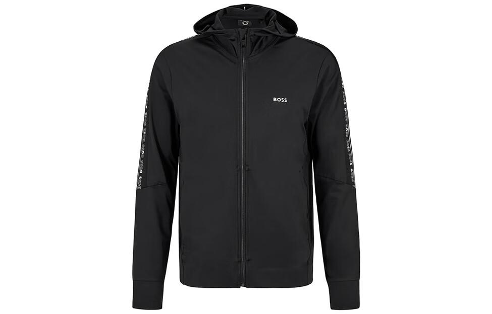 HUGO BOSS FW22 Logo Tape Hooded Zip-Up Jacket Men’s Black 50472367-001