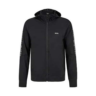 HUGO BOSS FW22 Logo Tape Hooded Zip-Up Jacket Men’s Black 50472367-001