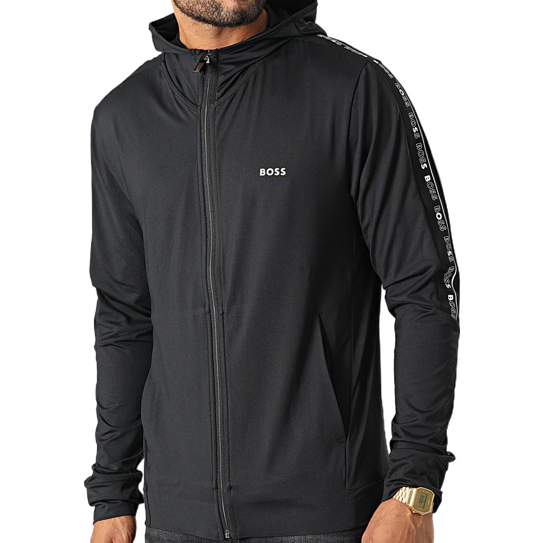 HUGO BOSS FW22 Logo Tape Hooded Zip-Up Jacket Men’s Black 50472367-001 圖 4