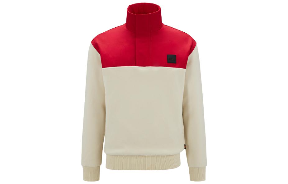 HUGO BOSS FW22 Loose Fit Fleece Sweatshirt Beige with Logo Patch 50476182-131