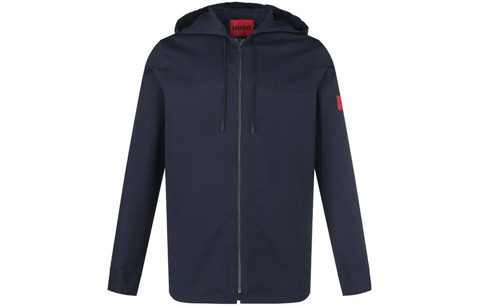 HUGO BOSS FW22 Navy Blue Hooded Zip-Up Casual Jacket 50471548-405