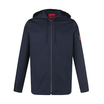HUGO BOSS FW22 Navy Blue Hooded Zip-Up Casual Jacket 50471548-405
