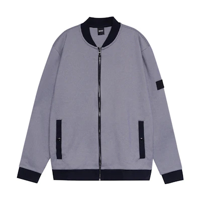 HUGO BOSS FW22 Navy Blue Solid Zip-Up Long Sleeve Jacket 50458174-404