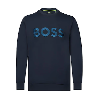 HUGO BOSS FW22 Navy Crewneck Sweatshirt with Chest Logo Print 50482898-402