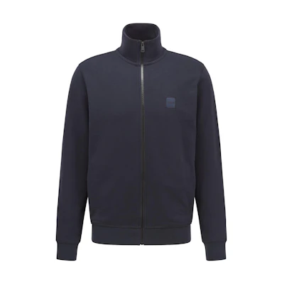 HUGO BOSS FW22 Navy Full-Zip High-Neck Jacket with Logo Patch 50468428-404