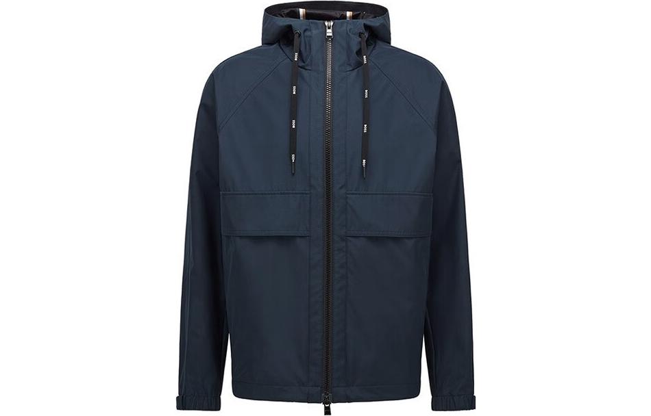 HUGO BOSS FW22 Navy Hooded Zip-Up Casual Jacket 50469936-404