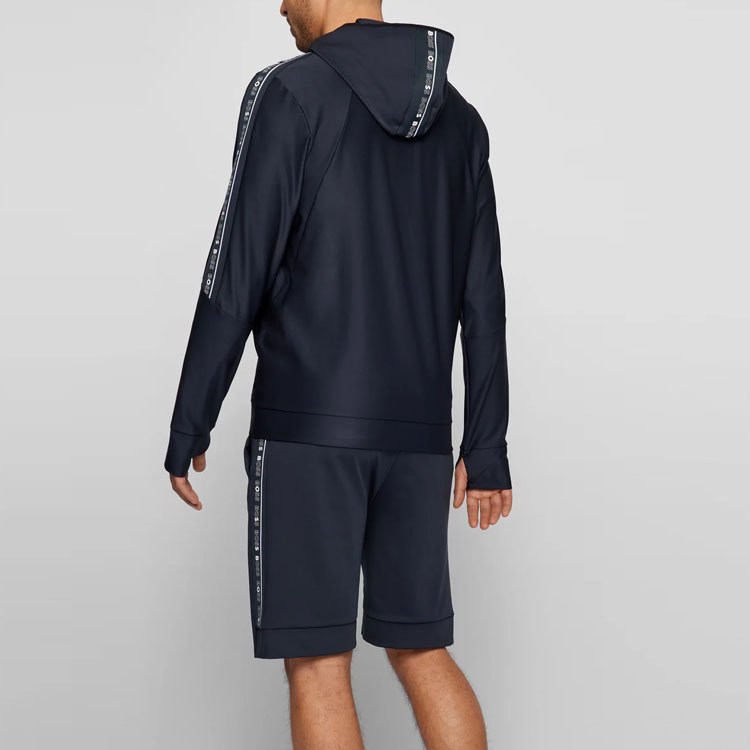 HUGO BOSS FW22 Navy Zip-Up Hoodie Jacket with Logo Detailing 50472367-402 圖 6