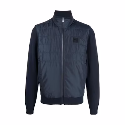 HUGO BOSS FW22 Patchwork Zip-Up Stand Collar Jacket Men’s Blue 50477345-404