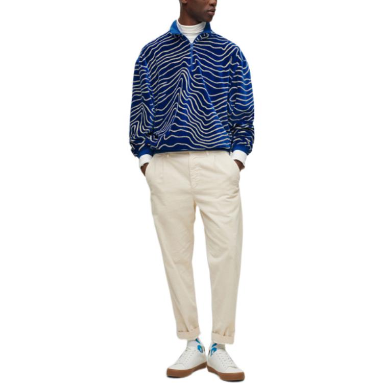 Lookbook HUGO BOSS FW22 藍色圖案半拉鍊運動衛衣 男款 50476172-429