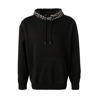 HUGO BOSS FW22 Plaid Trim Hoodie with Drawstring Black 50478965-001