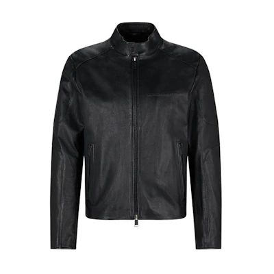 HUGO BOSS FW22 Porsche BOSS Collection Black Leather Jacket 50476370-001