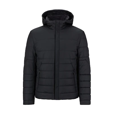 HUGO BOSS FW22 Quilted Zip-Up Hoodie Jacket Black 50486412-001