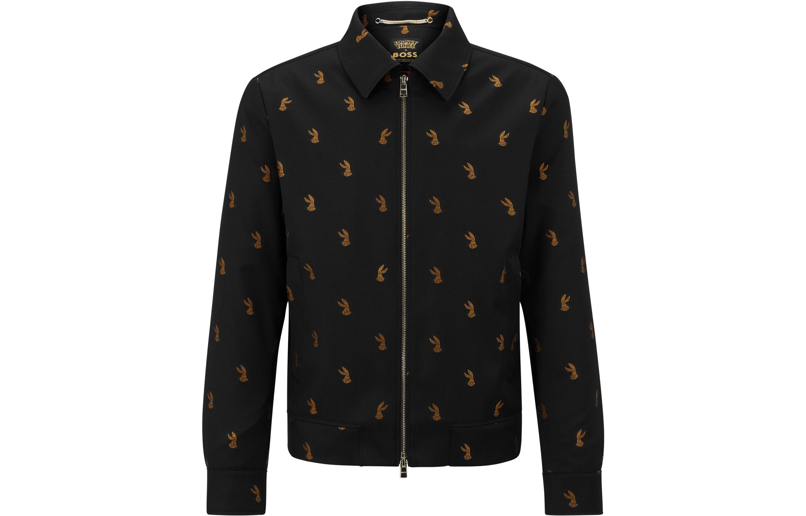 HUGO BOSS FW22 Rabbit Print Shirt Jacket Black 50491775-001