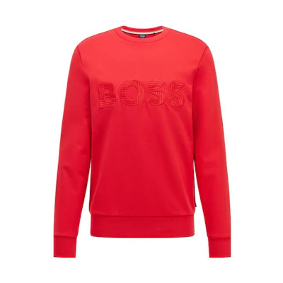 HUGO BOSS FW22 Red Embroidered Logo Sweatshirt 50471679-623