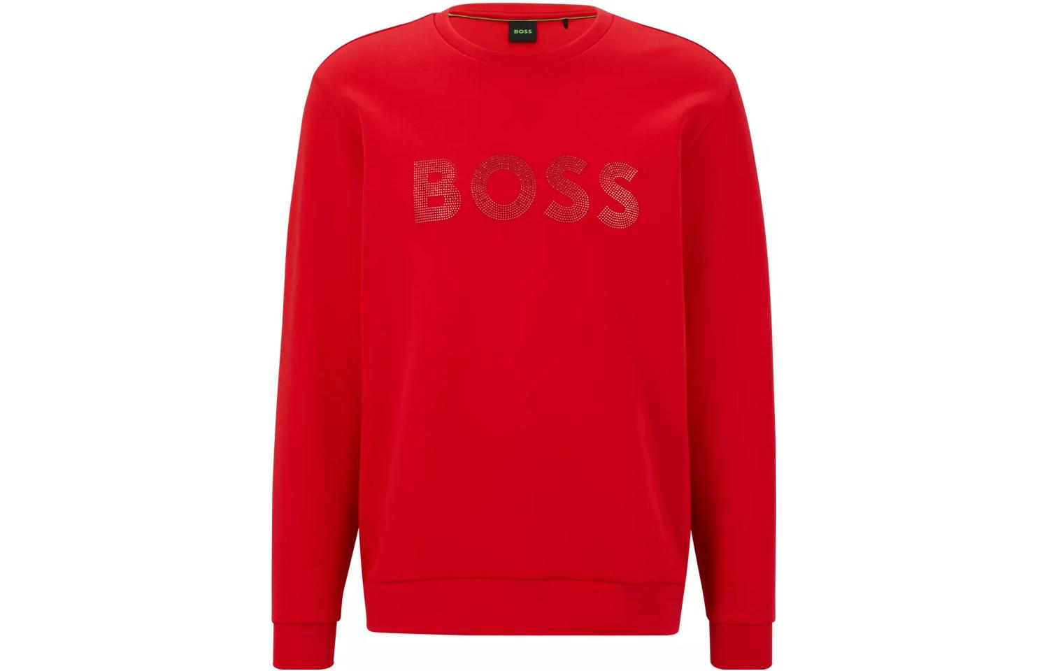 HUGO BOSS FW22 Red Pullover Sweatshirt with Logo Print 50477043-624