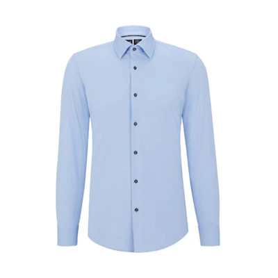 HUGO BOSS FW22 Slim Fit Solid Long Sleeve Shirt Light Blue 50484524-451