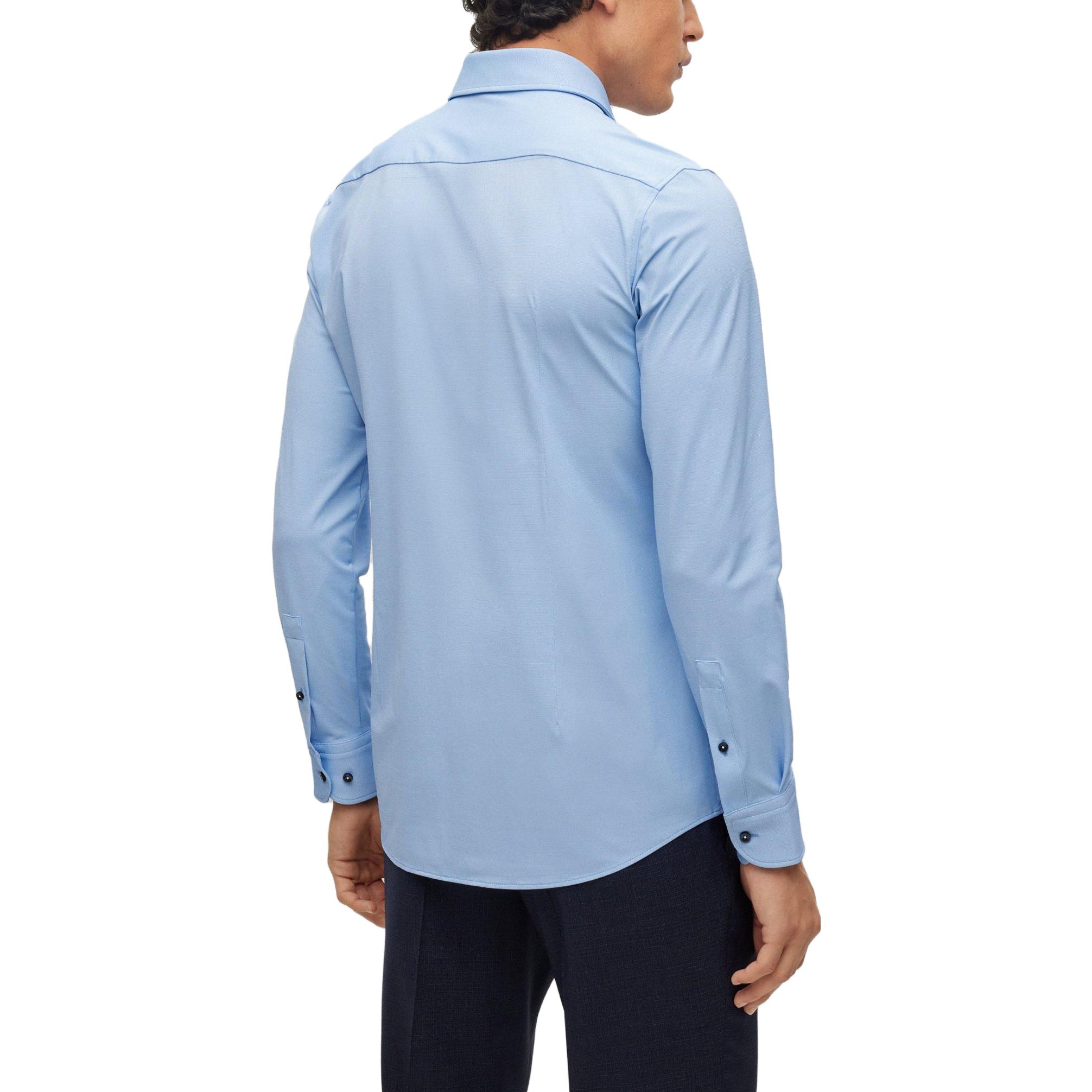 Shop HUGO BOSS 2022秋冬修身純色長袖襯衫 淺藍色 50484524-451