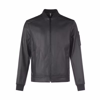 HUGO BOSS FW22 Solid Black Zip-Up Jacket with Stand Collar 50469844-001