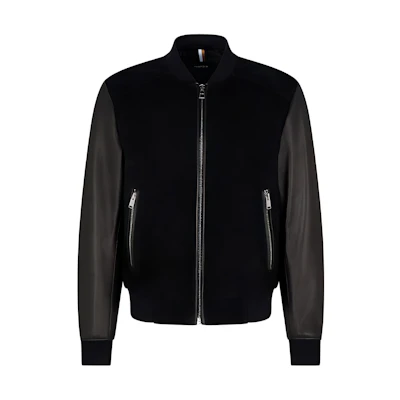HUGO BOSS FW22 Solid Color Full-Zip Short Jacket Black 50476544-001