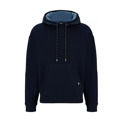 HUGO BOSS FW22 Solid Color Pocket Hoodie Blue - Pullover Casual Wear 50477375-404