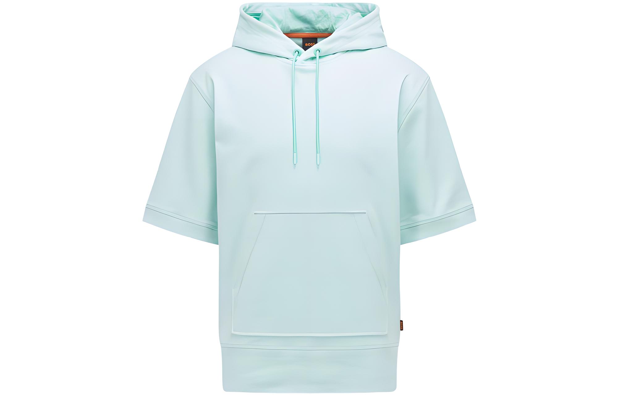 HUGO BOSS FW22 Solid Color Short-Sleeve Hoodie Light Green 50472256-338