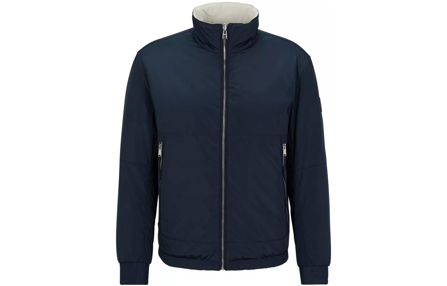 HUGO BOSS FW22 Solid Color Zip-Up Jacket Dark Blue 50481127-404