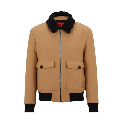 HUGO BOSS FW22 Solid Color Zip-Up Jacket Light Brown 50476881-233