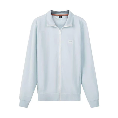 HUGO BOSS FW22 Solid Color Zip Polo Sweatshirt Men’s Light Blue 50468428-337