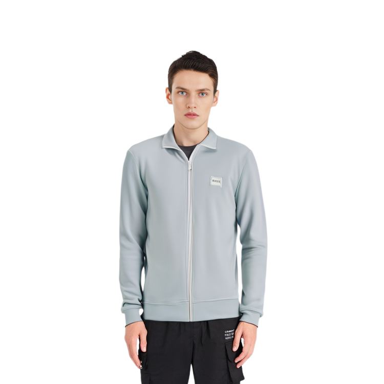 Shop HUGO BOSS 男士淺藍色拉鍊撞色毛衣 - FW22款 50468428-337