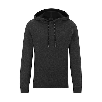 HUGO BOSS FW22 Solid Drawstring Hoodie Dark Grey 50482648-002