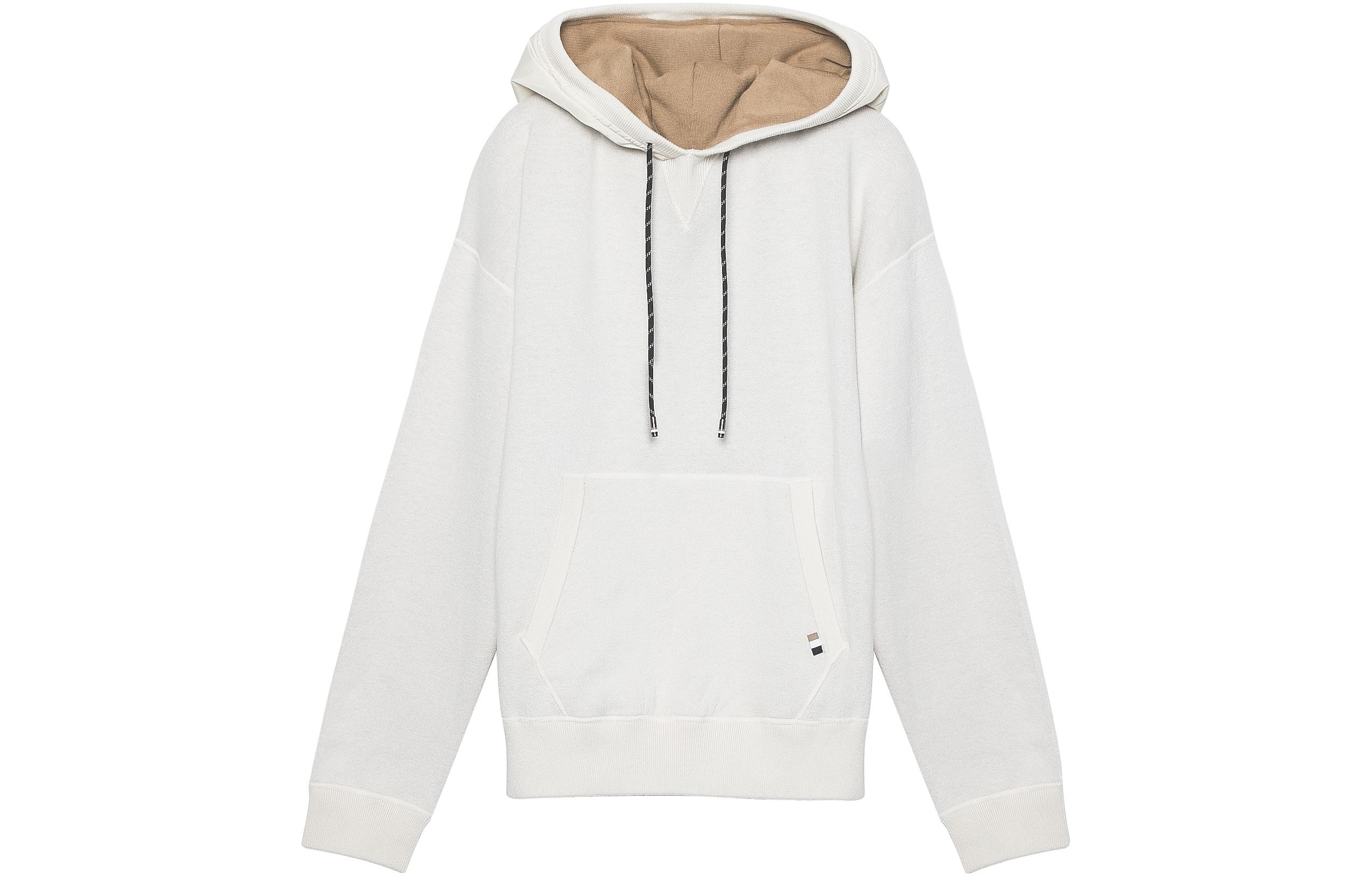 HUGO BOSS FW22 Solid Drawstring Hoodie Long Sleeve White 50477375-131