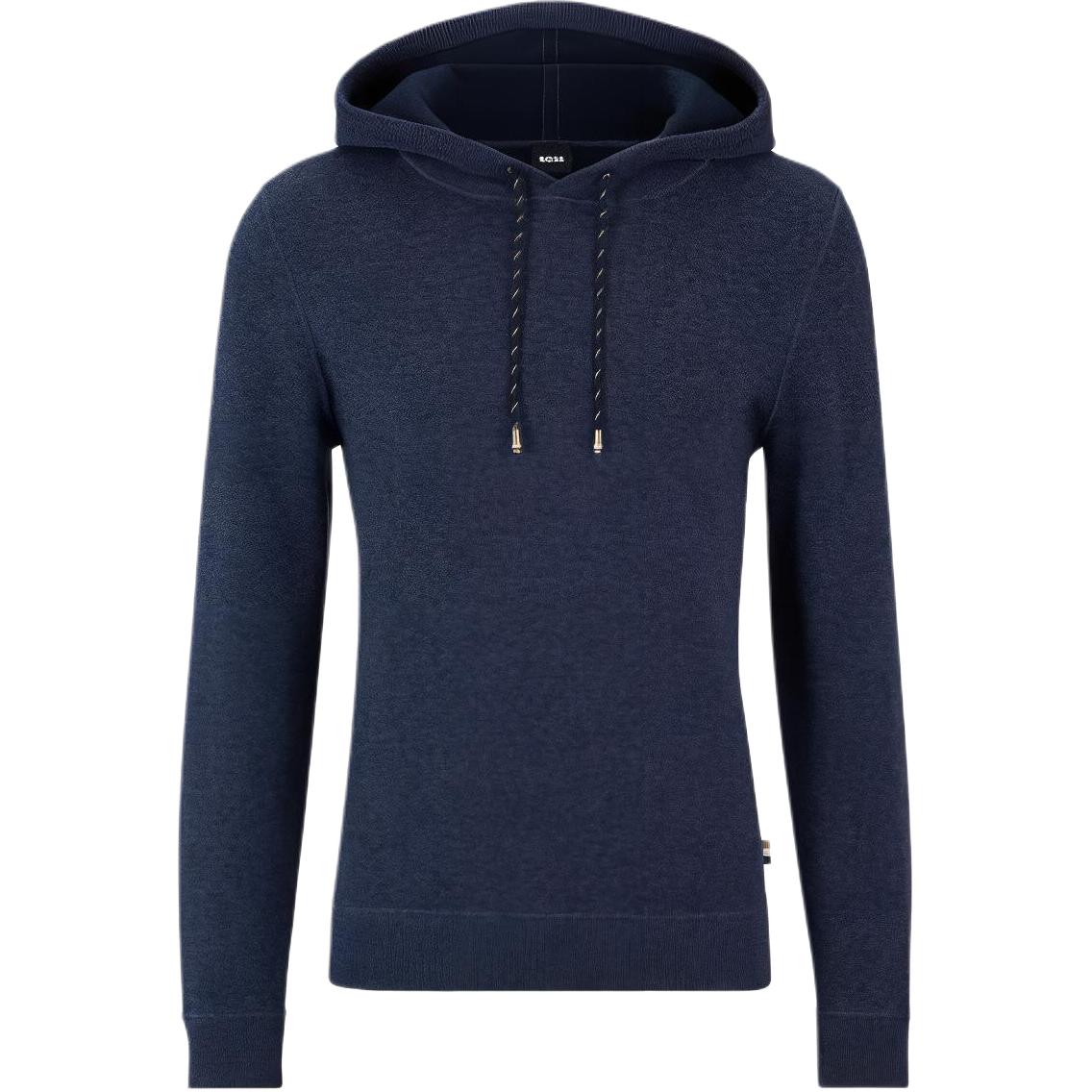HUGO BOSS FW22 Solid Drawstring Hoodie Men’s Navy Blue 50482648-405