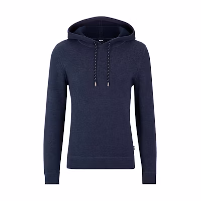 HUGO BOSS FW22 Solid Drawstring Hoodie Men’s Navy Blue 50482648-405