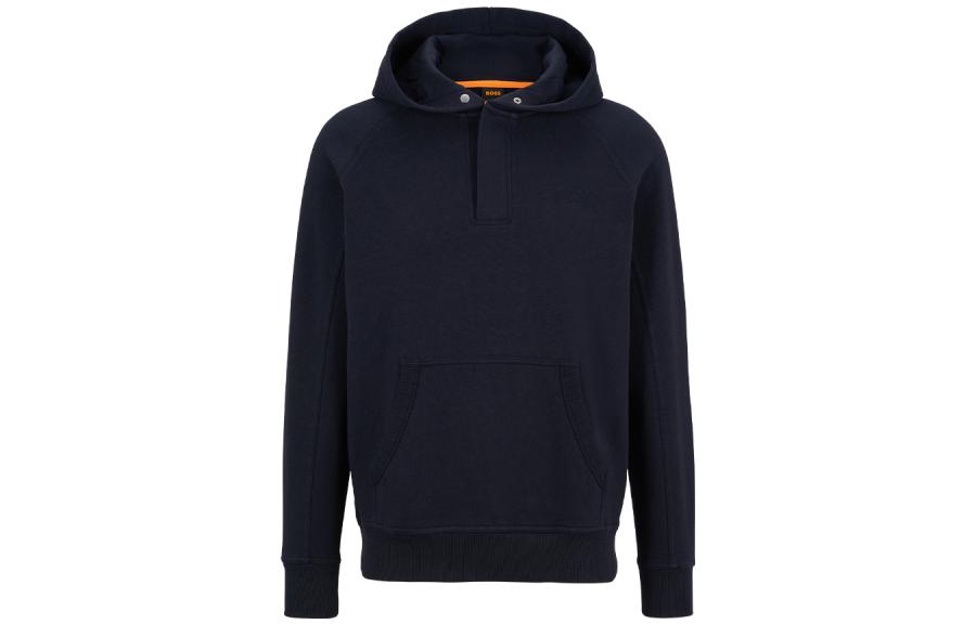 HUGO BOSS FW22 Solid Embroidered Logo Hoodie Navy Blue 50477062-404